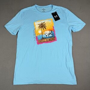 Under Armour Shirt Boys XL In The Shade Short Sleeve Palm Tree Graphic 1388948